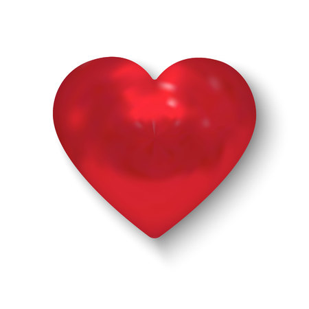 Red glossy realistic heart. Vector illustrationのイラスト素材