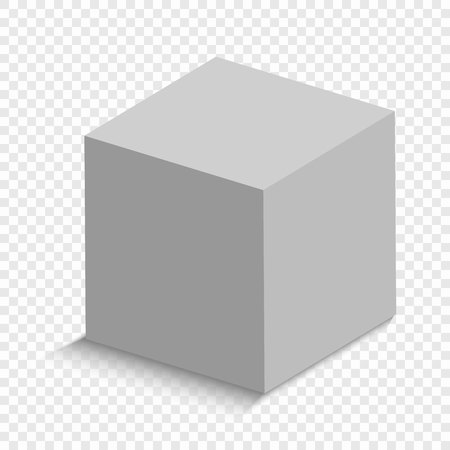 white cube with a perspective. 3d box model with a shadowのイラスト素材
