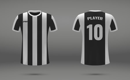 Realistic soccer jersey, t-shirt of Juventus, uniform template for footballのイラスト素材