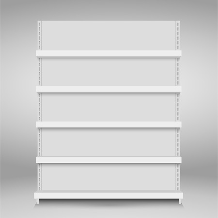 White empty vector store shelves. Retail shelf. Supermarket standのイラスト素材