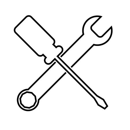 tools spanner and a screwdriver on white backgroundのイラスト素材
