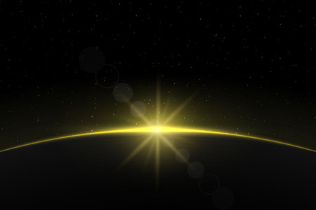 Planet earth sunrise. Globe Horizon atmosphereのイラスト素材