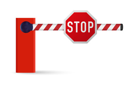 Realistic car barrier with stop sign.のイラスト素材