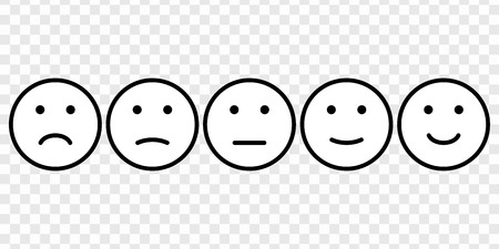 Smiley face icon set isolated on white background. Different smiley face icon. rating symbolsのイラスト素材