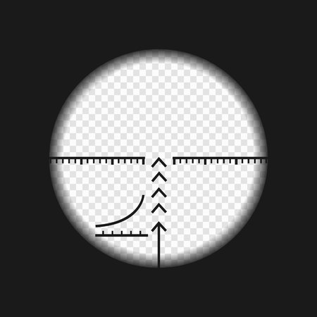 Sniper sight with measurement marks. Rifle scope template on transparent backgroundのイラスト素材