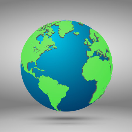 Earth globe with continents. concept. Green planet with continent illustrationのイラスト素材