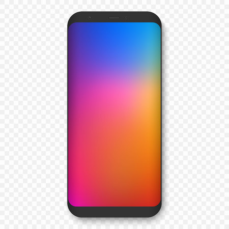 Mobile template with colored wallpaper. Realistic high quality phone concept with camera.のイラスト素材