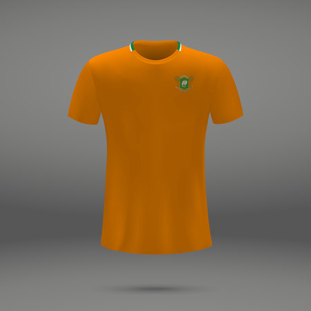 football kit of Ivory Coast 2018, t-shirt template for soccer jersey. Vector illustrationのイラスト素材