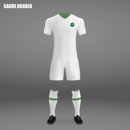 football kit of Saudi Arabia 2018, t-shirt template for soccer jersey. Vector illustrationのイラスト素材