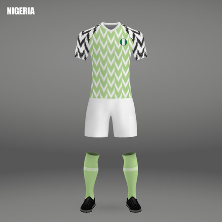 football kit of Nigeria 2018, t-shirt template for soccer jersey. Vector illustrationのイラスト素材