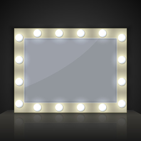 Make up mirror with light bulbのイラスト素材