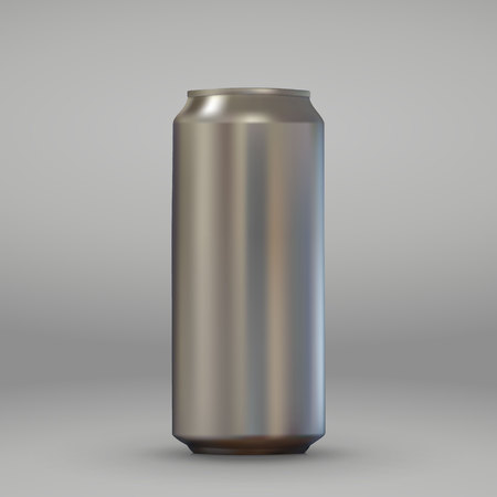 3d realistic blank aluminium can. Metallic beer or soda pack mockup on white background.のイラスト素材