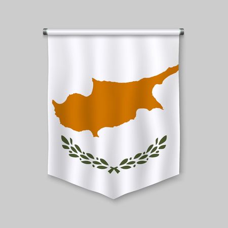 3d realistic pennant with flag of Cyprusのイラスト素材
