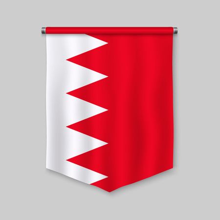 3d realistic pennant with flag of Bahrainのイラスト素材
