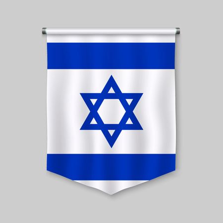 3d realistic pennant with flag of Israelのイラスト素材
