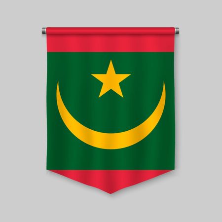 3d realistic pennant with flag of Mauritaniaのイラスト素材