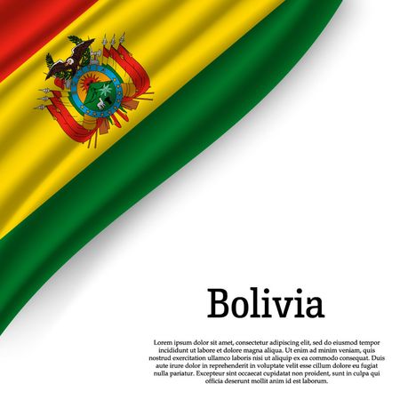 waving flag of Bolivia on white background. Template for independence day. vector illustrationのイラスト素材