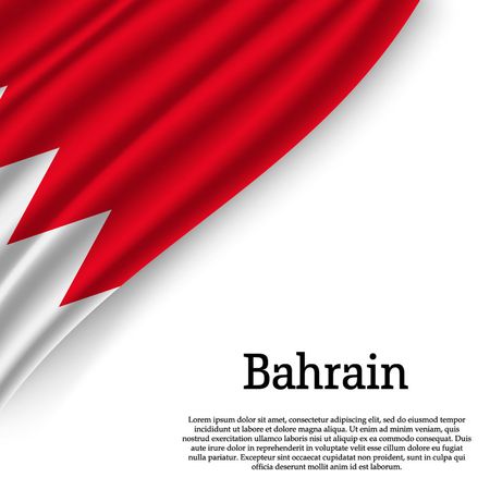 waving flag of Bahrain on white background. Template for independence day. vector illustrationのイラスト素材