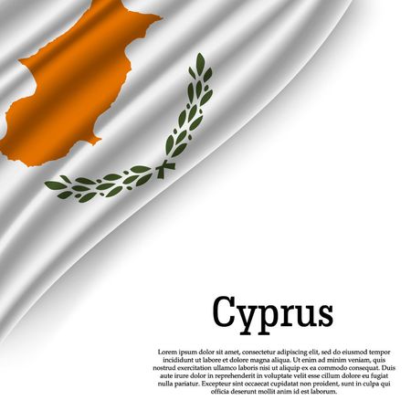waving flag of Cyprus on white background. Template for independence day. vector illustrationのイラスト素材