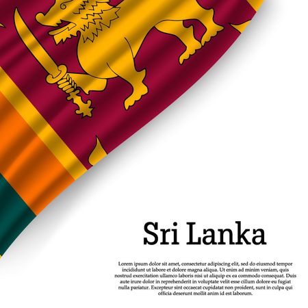 waving flag of Sri Lanka on white background. Template for independence day. vector illustrationのイラスト素材