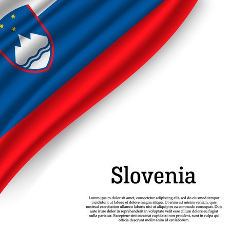 waving flag of Slovenia on white background. Template for independence day. vector illustrationのイラスト素材