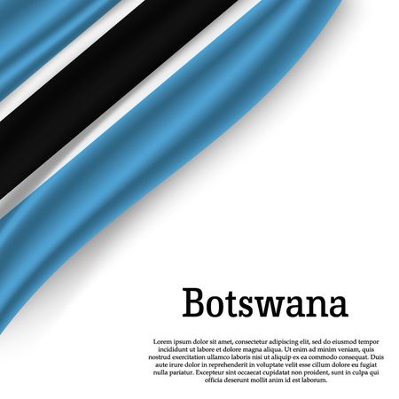 waving flag of Botswana on white background. Template for independence day. vector illustrationのイラスト素材