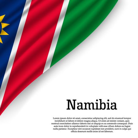 waving flag of Namibia on white background. Template for independence day. vector illustrationのイラスト素材