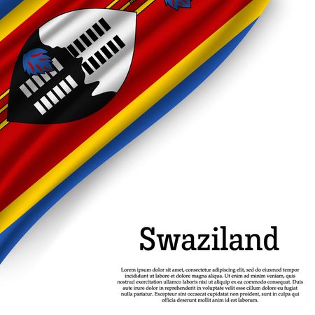 waving flag of Swaziland on white background. Template for independence day. vector illustrationのイラスト素材