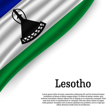 waving flag of Lesotho on white background. Template for independence day. vector illustrationのイラスト素材