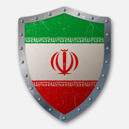 Old Shield with Flag of Iran. vector illustrationのイラスト素材