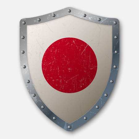 Old Shield with Flag of Japan. vector illustrationのイラスト素材