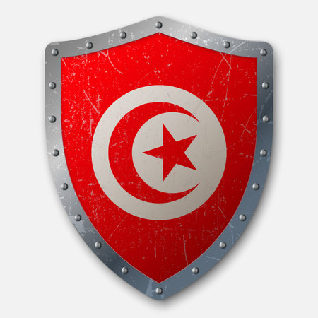Old Shield with Flag of Tunisia. vector illustrationのイラスト素材