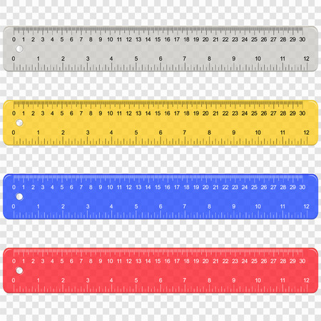 School Plastic Measuring Ruler with Centimeters And Inches Scale on transparent backgroundのイラスト素材