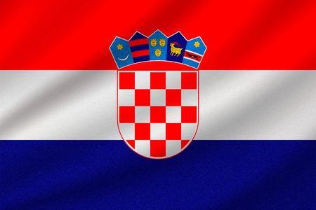 national flag of Croatia on wavy cotton fabric. Realistic vector illustration.のイラスト素材