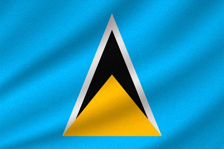 national flag of Saint Lucia on wavy cotton fabric. Realistic vector illustration.のイラスト素材