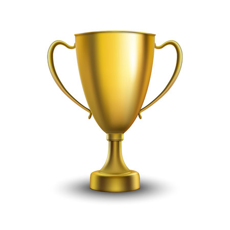 Winner cup isolated. Golden trophy on white  background.のイラスト素材