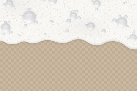 Foam background with bubbles on transparent background.Soap textureのイラスト素材