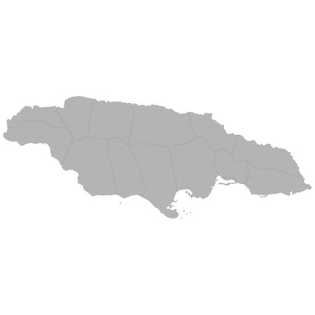 High quality map of Jamaica with borders of the regions on white backgroundのイラスト素材
