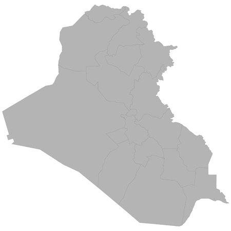 High quality map of Iraq with borders of the regions on white backgroundのイラスト素材