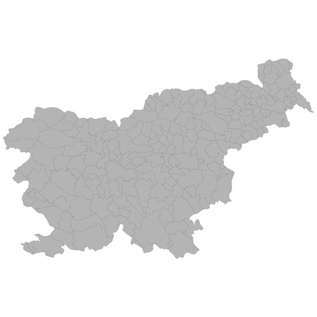 High quality map of Slovenia with borders of the regions on white backgroundのイラスト素材