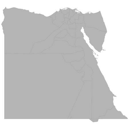 High quality map of Egypt with borders of the regions on white backgroundのイラスト素材