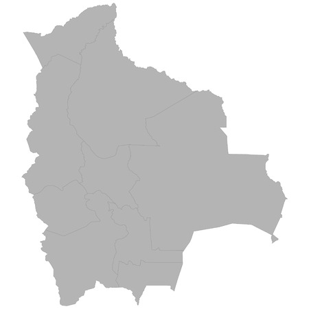 High quality map of Bolivia with borders of the regions on white backgroundのイラスト素材