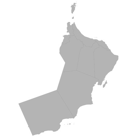 High quality map of Oman with borders of the regions on white backgroundのイラスト素材