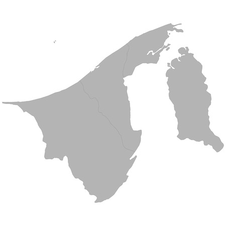 High quality map of Brunei with borders of the regions on white backgroundのイラスト素材