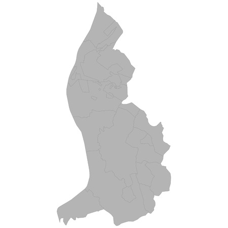 High quality map of Liechtenstein with borders of the regions on white backgroundのイラスト素材