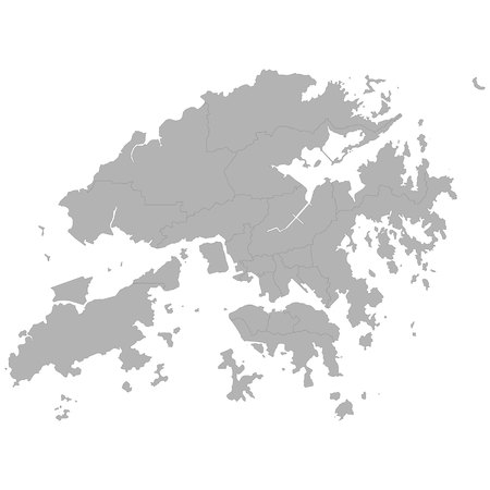 High quality map of Hong Kong with borders of the regions on white backgroundのイラスト素材