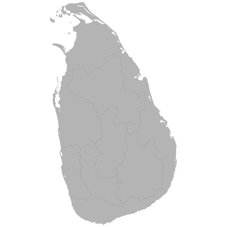 High quality map of Sri Lanka with borders of the regions on white backgroundのイラスト素材