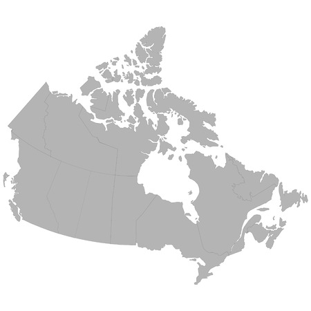 High quality map of Canada with borders of the regions on white backgroundのイラスト素材