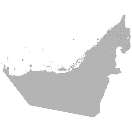 High quality map of United Arab Emirates with borders of the regions on white backgroundのイラスト素材