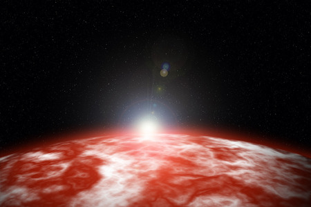 Planetary Horizon in Deep Space. Space backgroundの写真素材